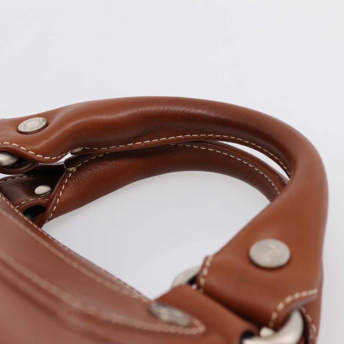 CELINE Boogie Bag Hand Bag Leather Brown Silver Auth BA14938A