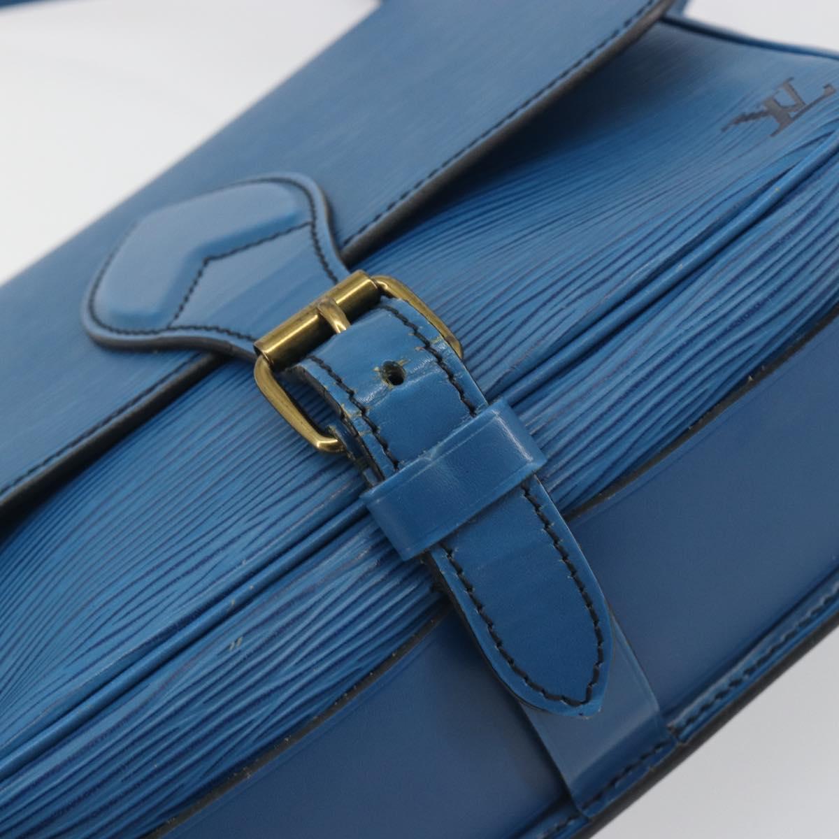 LOUIS VUITTON Epi Cartouchiere MM Shoulder Bag Blue M52245 LV Auth BA14941