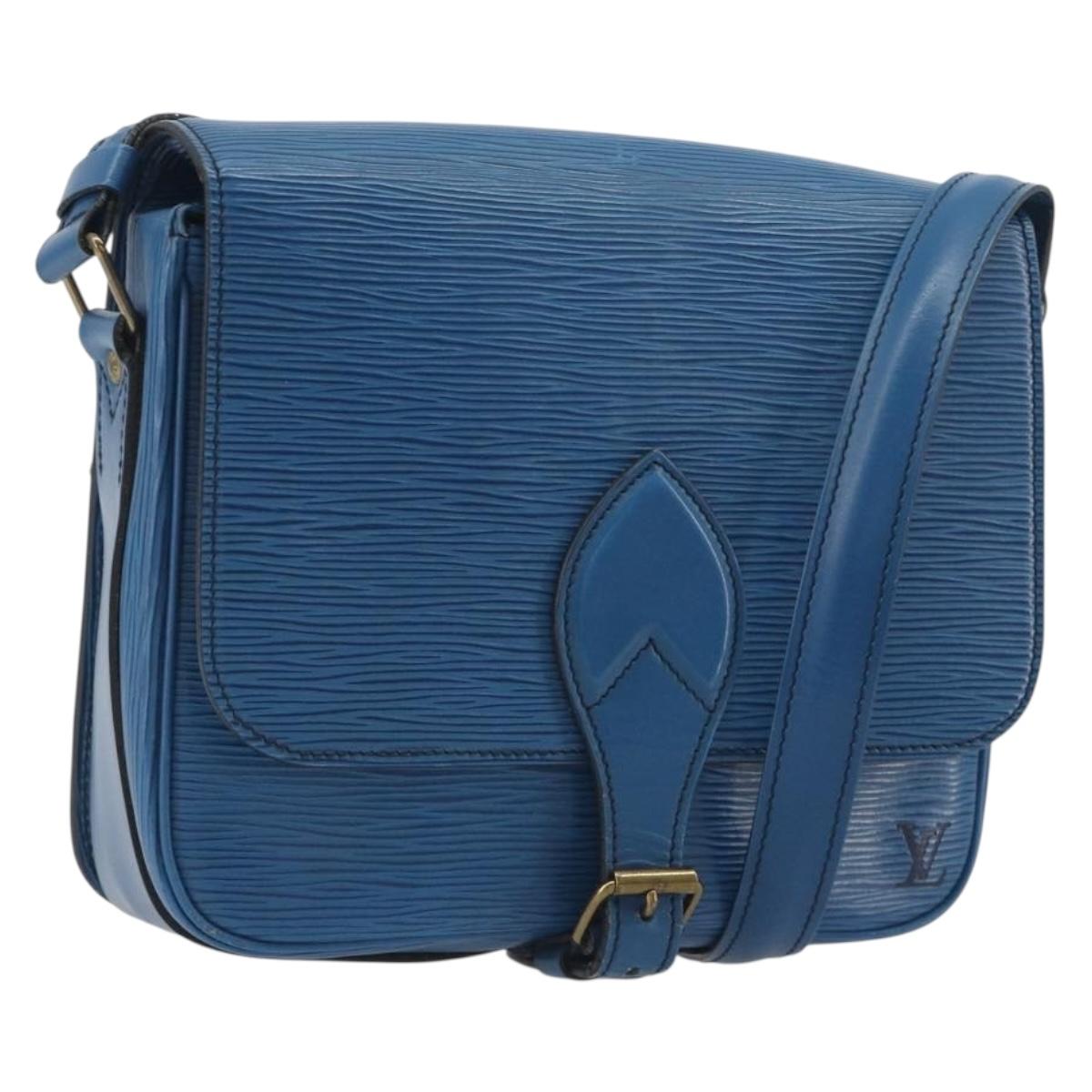 LOUIS VUITTON Epi Cartouchiere MM Shoulder Bag Blue M52245 LV Auth BA14941