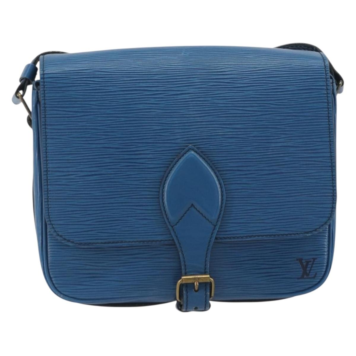 LOUIS VUITTON Epi Cartouchiere MM Shoulder Bag Blue M52245 LV Auth BA14941