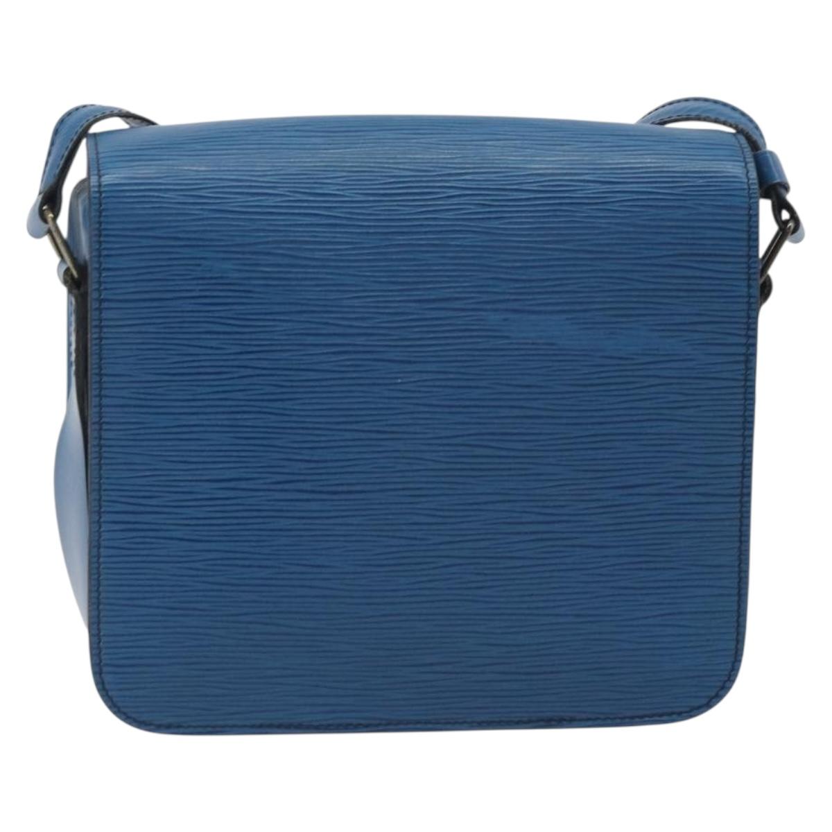 LOUIS VUITTON Epi Cartouchiere MM Shoulder Bag Blue M52245 LV Auth BA14941