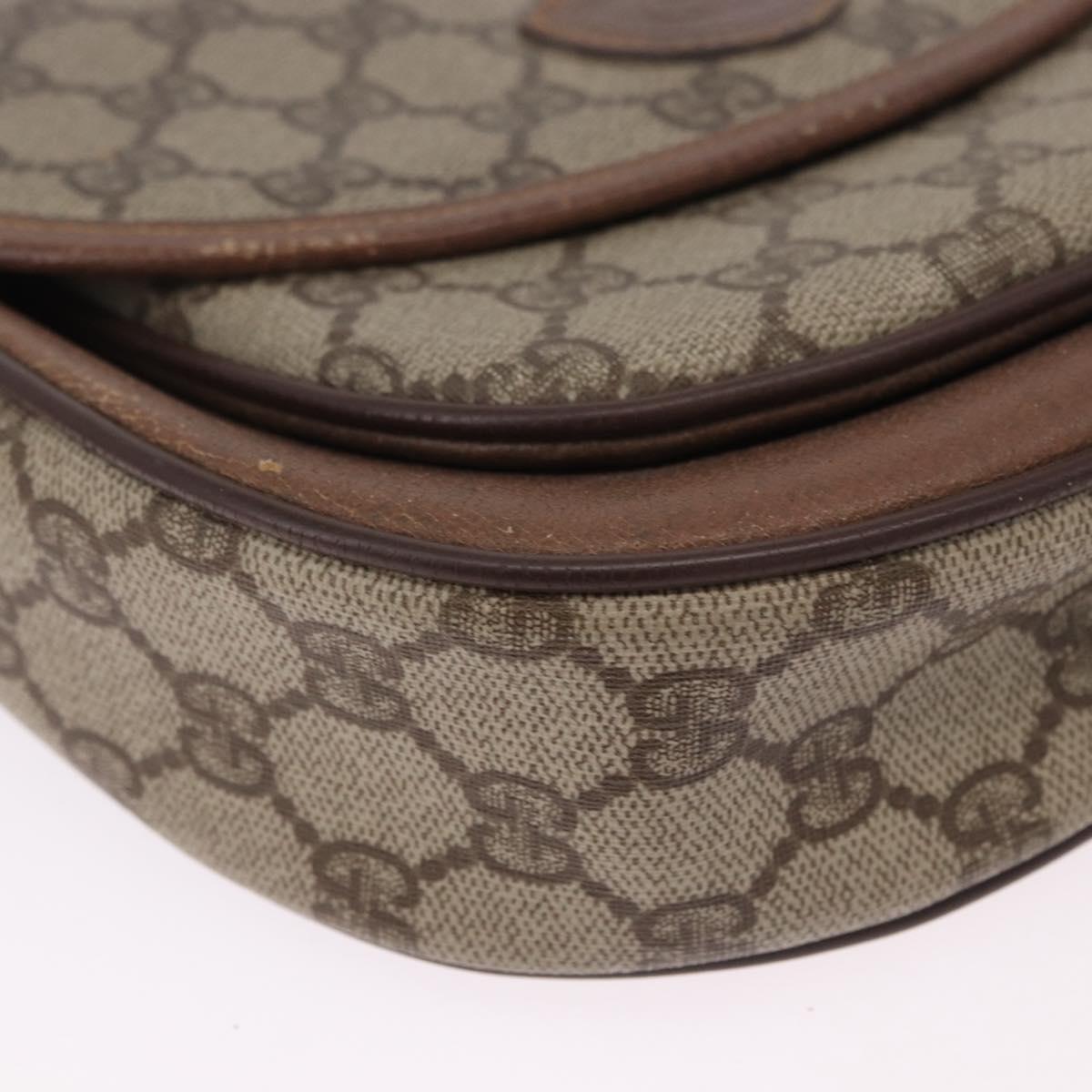 GUCCI GG Supreme Shoulder Bag PVC Leather Beige Gold Tone Auth BA14942