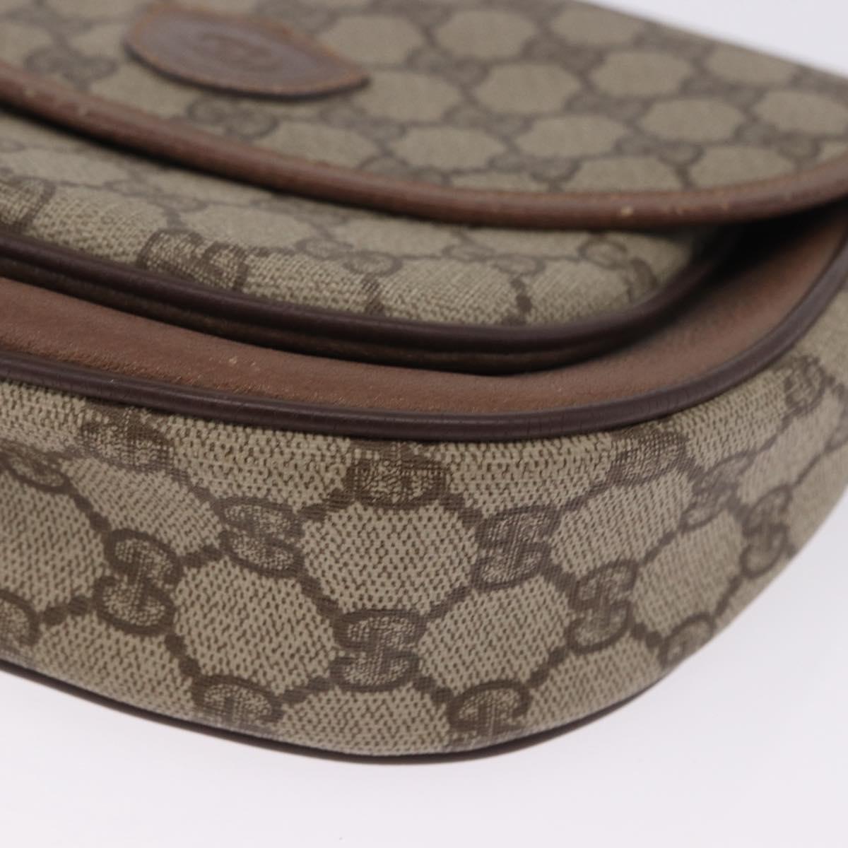 GUCCI GG Supreme Shoulder Bag PVC Leather Beige Gold Tone Auth BA14942