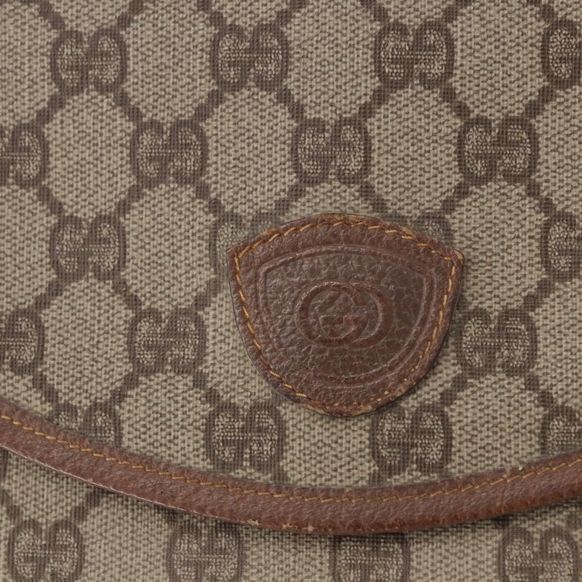 GUCCI GG Supreme Shoulder Bag PVC Leather Beige Gold Tone Auth BA14942