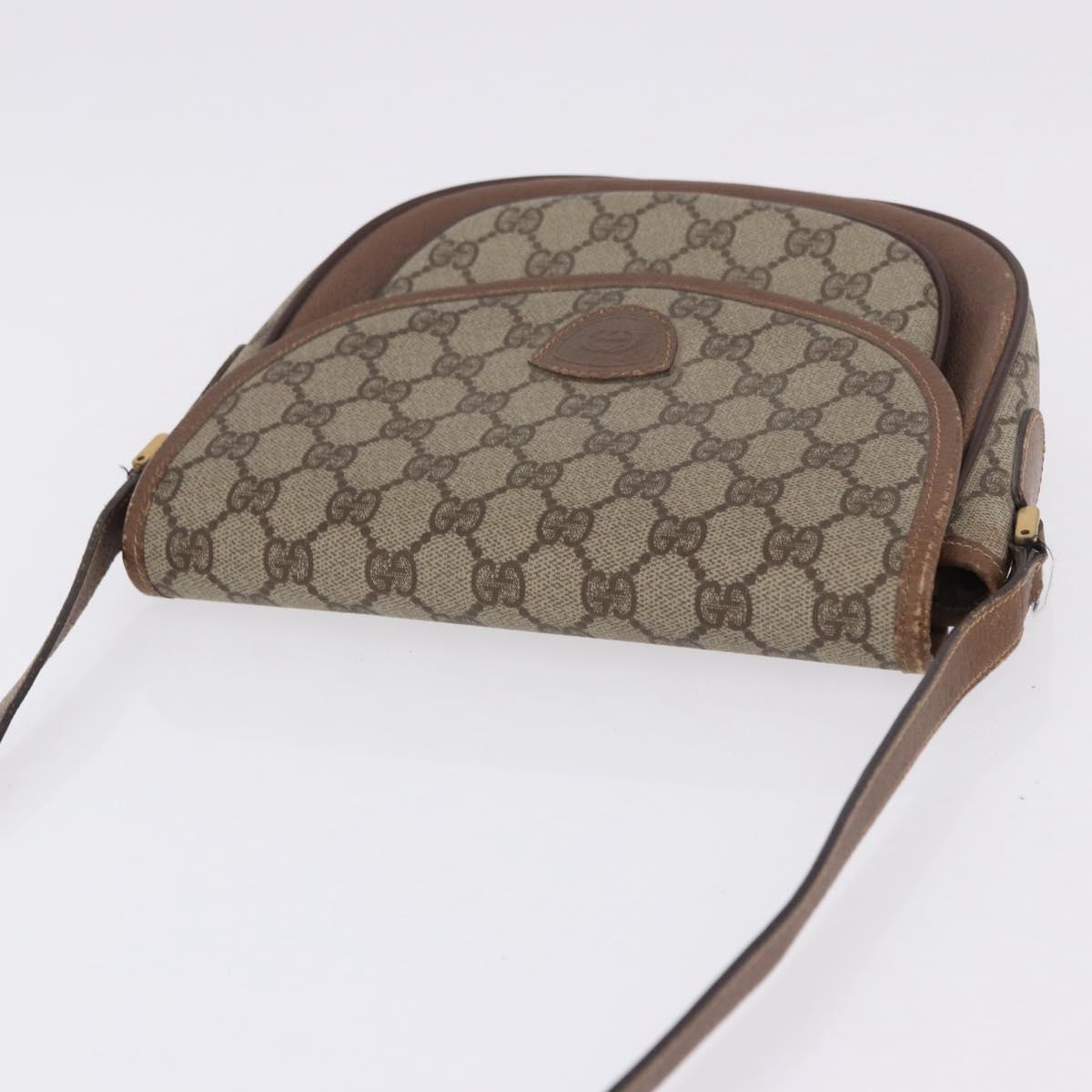 GUCCI GG Supreme Shoulder Bag PVC Leather Beige Gold Tone Auth BA14942