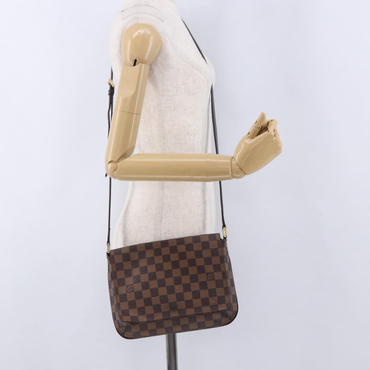 LOUIS VUITTON Damier Ebene Musette Tango Shoulder Bag N51301 LV Auth BA14945