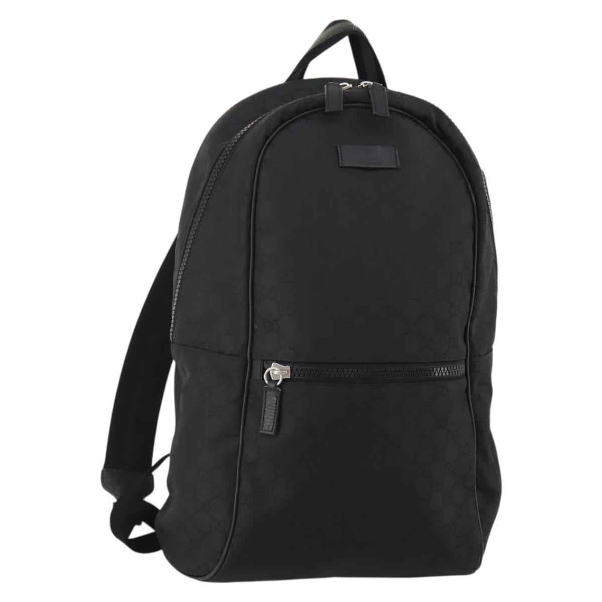 GUCCI GG Canvas Backpack Black Silver 449181 Auth BA14948