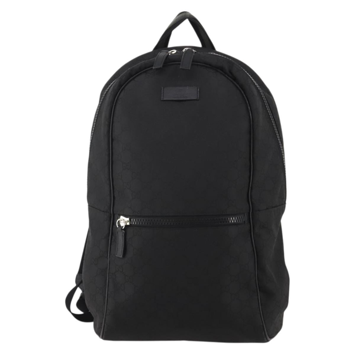 GUCCI GG Canvas Backpack Black Silver 449181 Auth BA14948