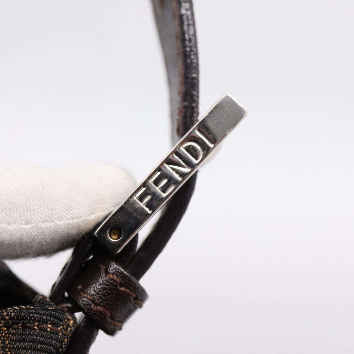 FENDI Zucca Canvas Mamma Baguette Shoulder Bag Brown Silver Auth BA14949V