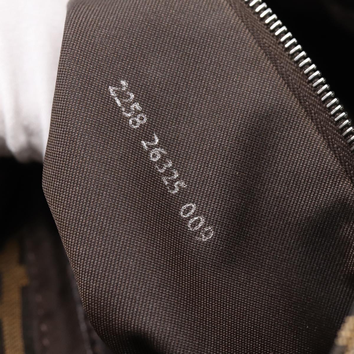 FENDI Zucca Canvas Mamma Baguette Shoulder Bag Brown Silver Auth BA14949V