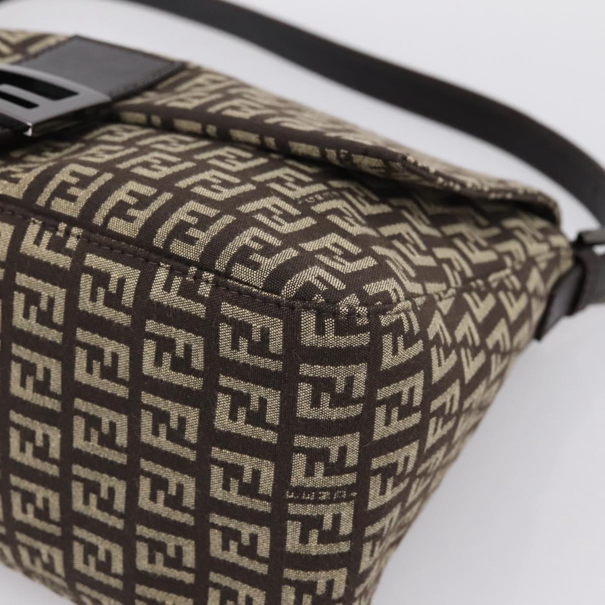 FENDI Zucchino Canvas Mamma Baguette Shoulder Bag Brown 8BR001 Auth BA14950V