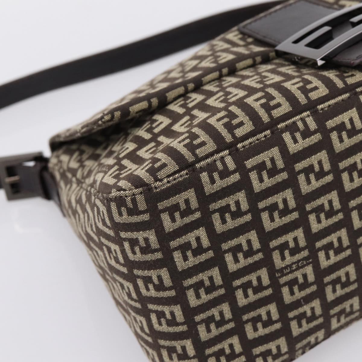 FENDI Zucchino Canvas Mamma Baguette Shoulder Bag Brown 8BR001 Auth BA14950V