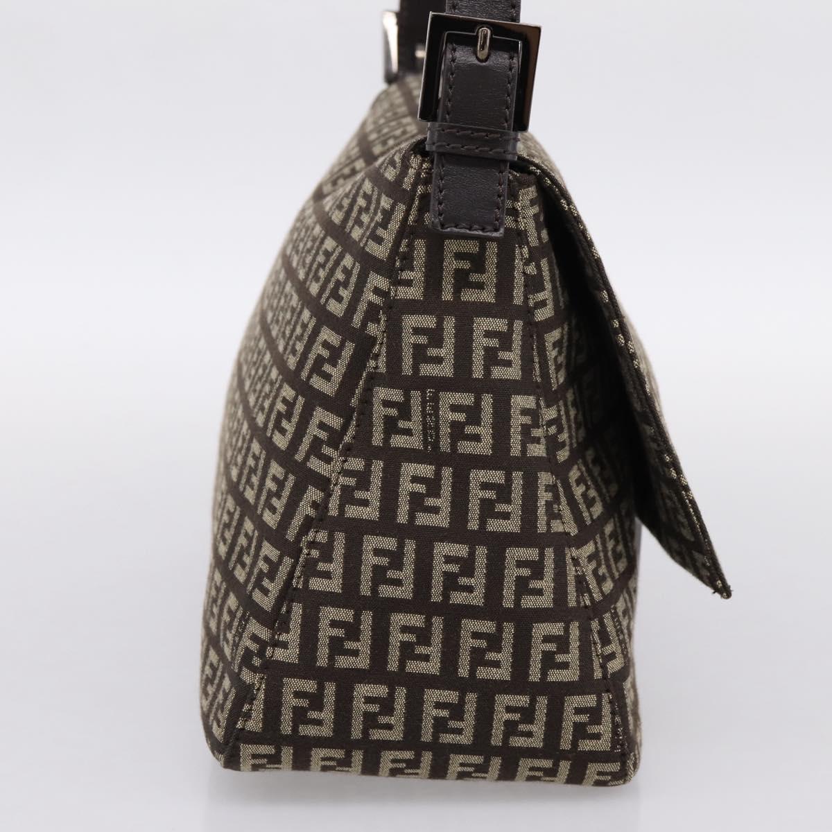 FENDI Zucchino Canvas Mamma Baguette Shoulder Bag Brown 8BR001 Auth BA14950V