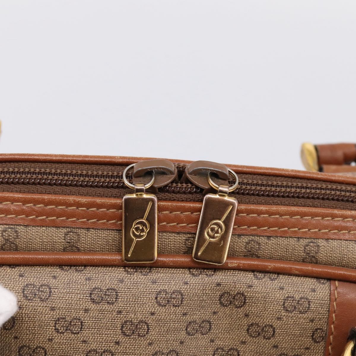 GUCCI Micro GG Hand Bag PVC Leather Beige Gold Tone 000.39.0030 Auth BA14951