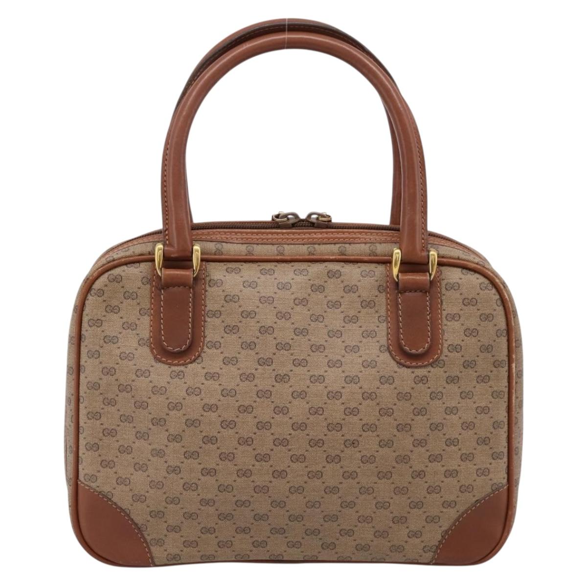 GUCCI Micro GG Hand Bag PVC Leather Beige Gold Tone 000.39.0030 Auth BA14951