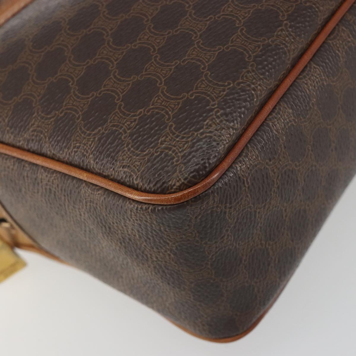 CELINE Macadam Shoulder Bag PVC Leather Brown Gold Tone Auth BA14952