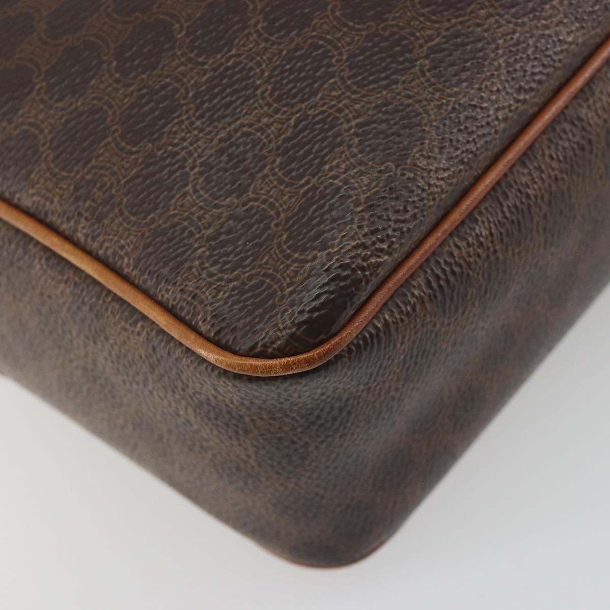 CELINE Macadam Shoulder Bag PVC Leather Brown Gold Tone Auth BA14952