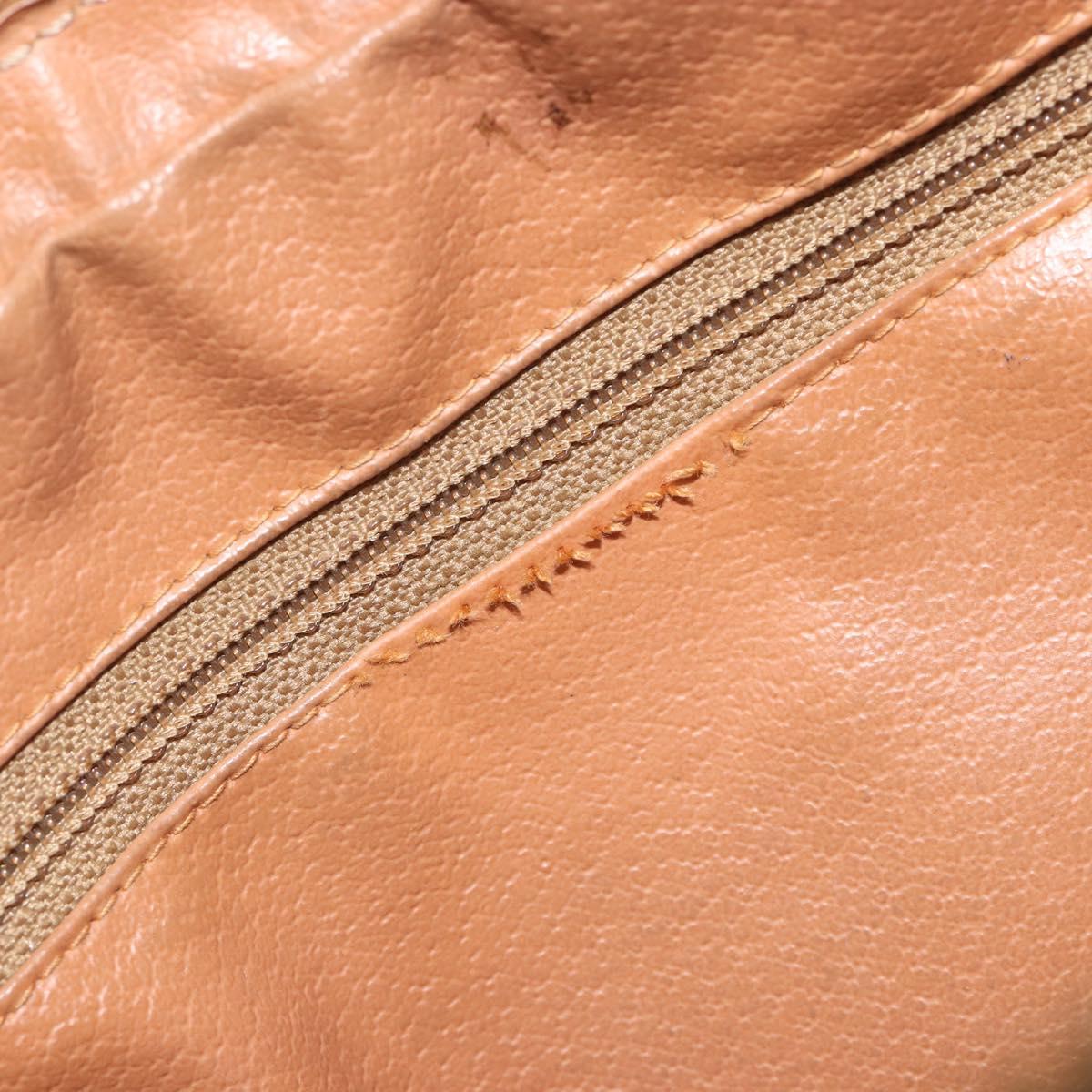 CELINE Macadam Shoulder Bag PVC Leather Brown Gold Tone Auth BA14952