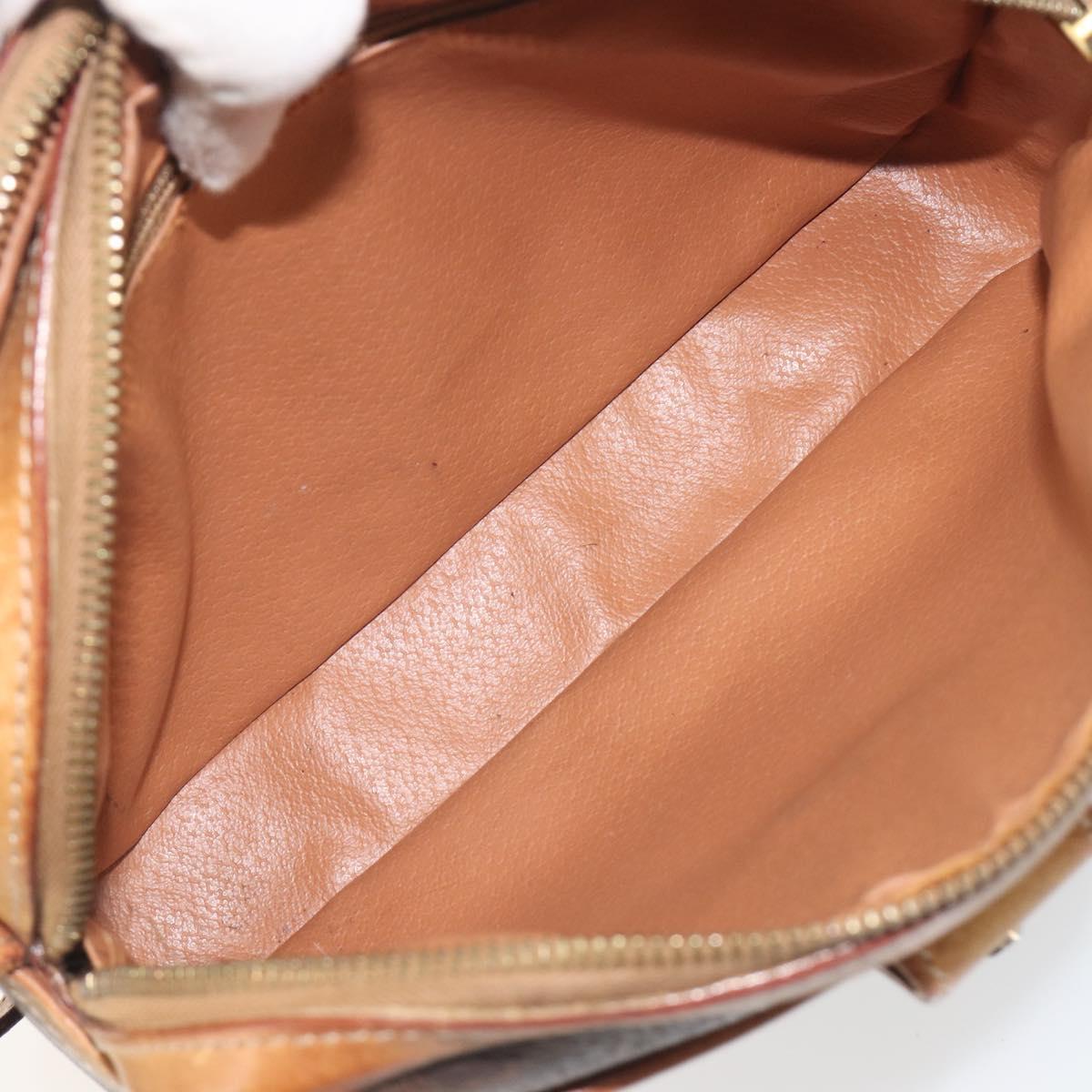 CELINE Macadam Shoulder Bag PVC Leather Brown Gold Tone Auth BA14952