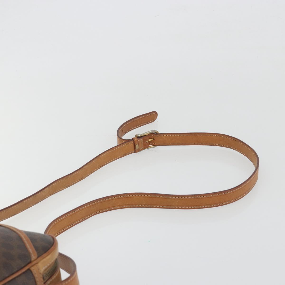 CELINE Macadam Shoulder Bag PVC Leather Brown Gold Tone Auth BA14952