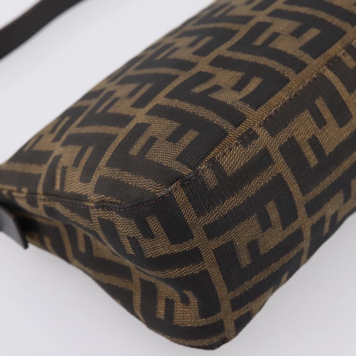 FENDI Zucca Canvas Mamma Baguette Shoulder Bag Brown Silver 8BR003 Auth BA14953V