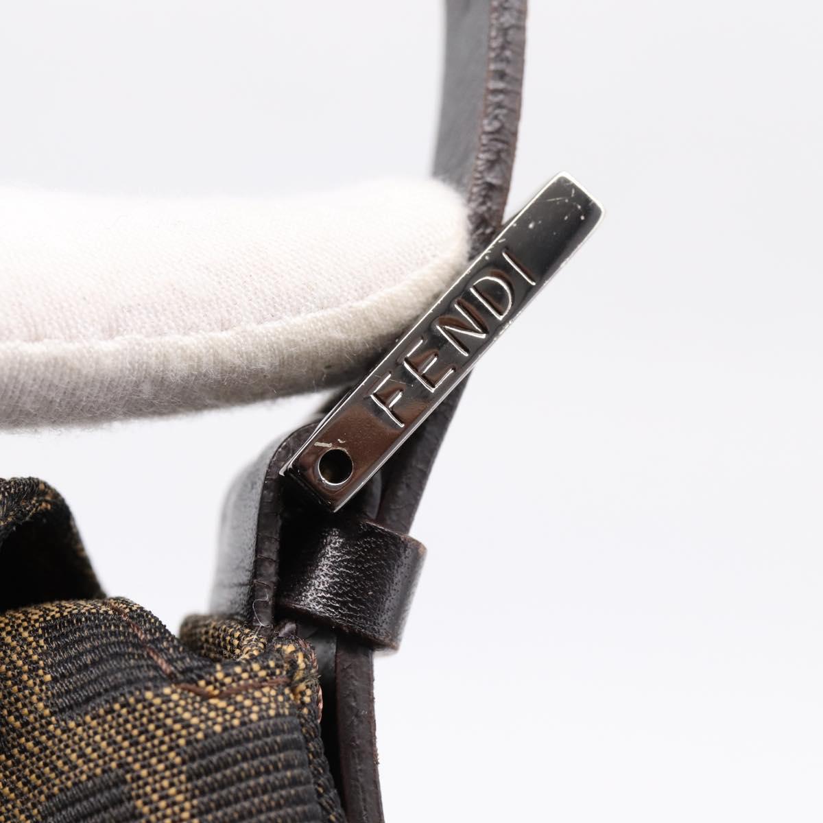 FENDI Zucca Canvas Mamma Baguette Shoulder Bag Brown Silver 8BR003 Auth BA14953V