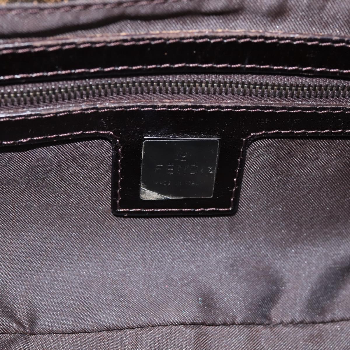 FENDI Zucca Canvas Mamma Baguette Shoulder Bag Brown Silver 8BR003 Auth BA14953V