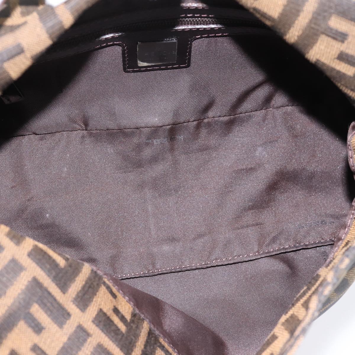 FENDI Zucca Canvas Mamma Baguette Shoulder Bag Brown Silver 8BR003 Auth BA14953V