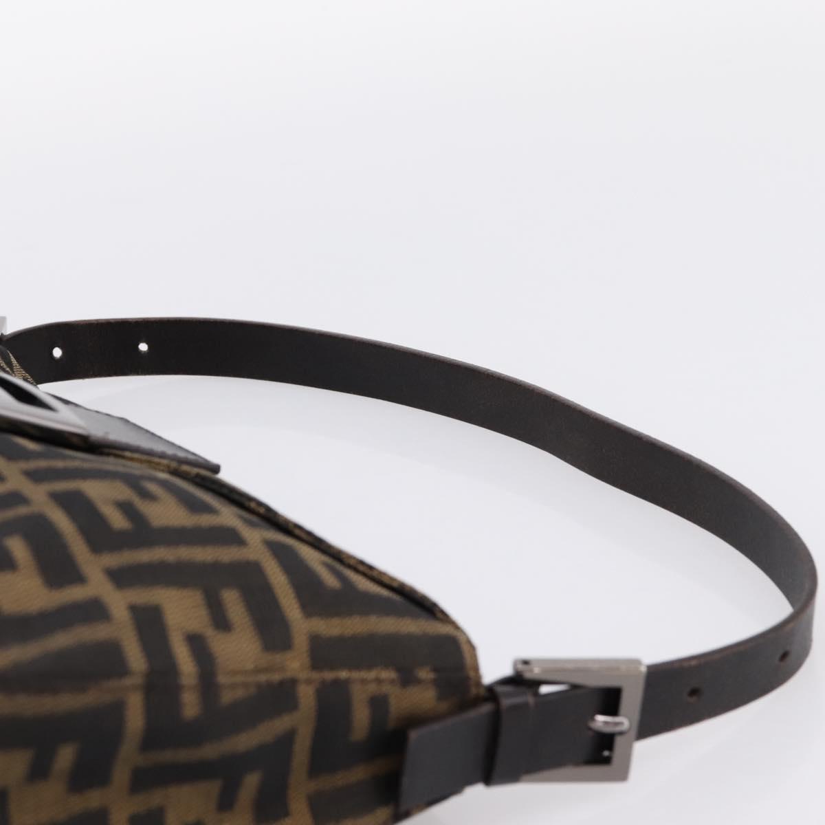 FENDI Zucca Canvas Mamma Baguette Shoulder Bag Brown Silver 8BR003 Auth BA14953V