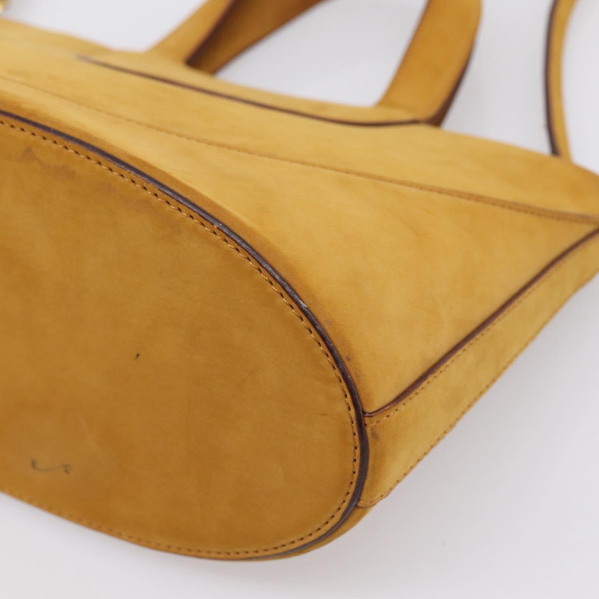 BVLGARI Hand Bag Suede 2way Brown Gold Tone Auth BA14955