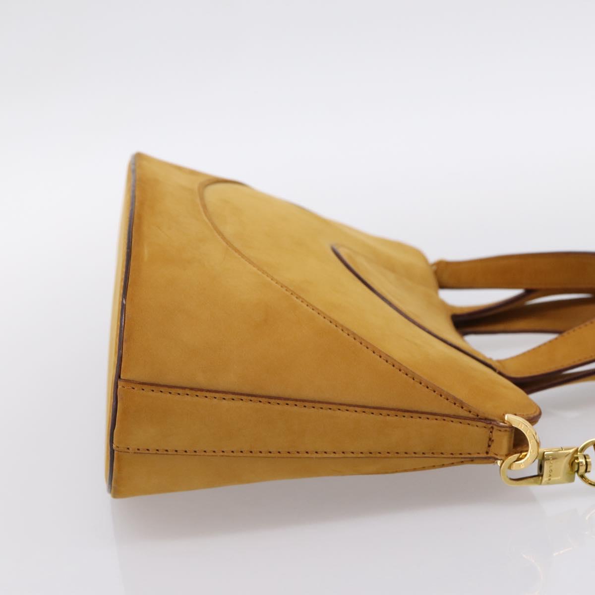 BVLGARI Hand Bag Suede 2way Brown Gold Tone Auth BA14955