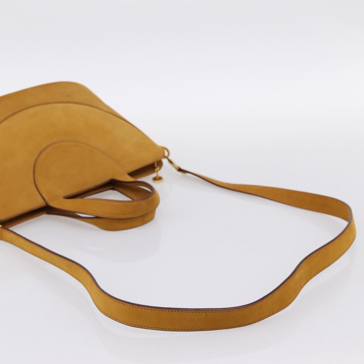 BVLGARI Hand Bag Suede 2way Brown Gold Tone Auth BA14955