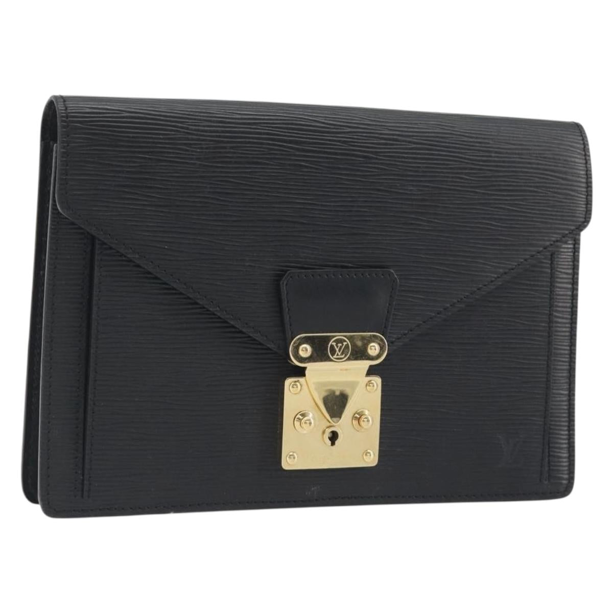 LOUIS VUITTON Epi Sellier Dragonne Clutch Bag Black M52612 LV Auth BA14957