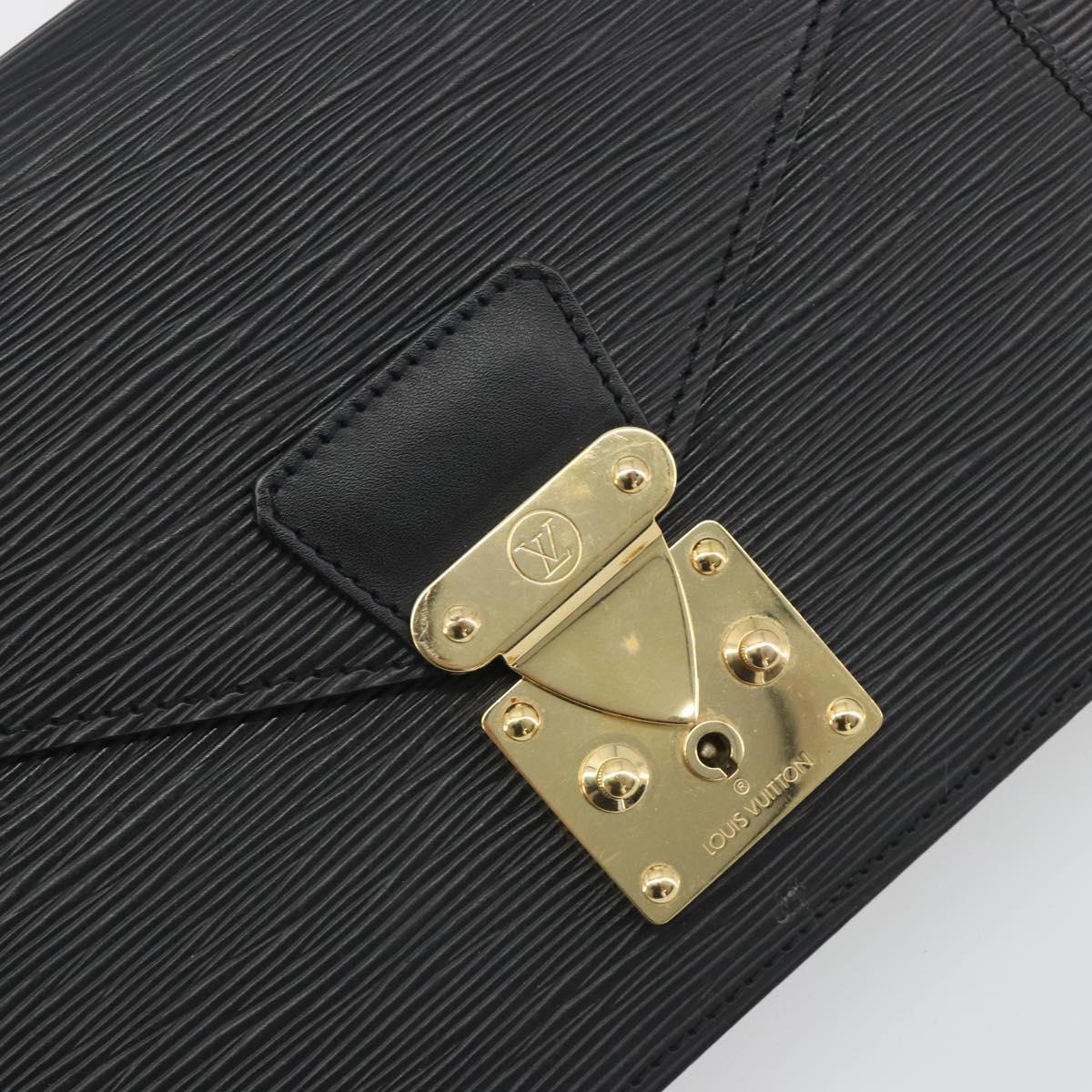 LOUIS VUITTON Epi Sellier Dragonne Clutch Bag Black M52612 LV Auth BA14957