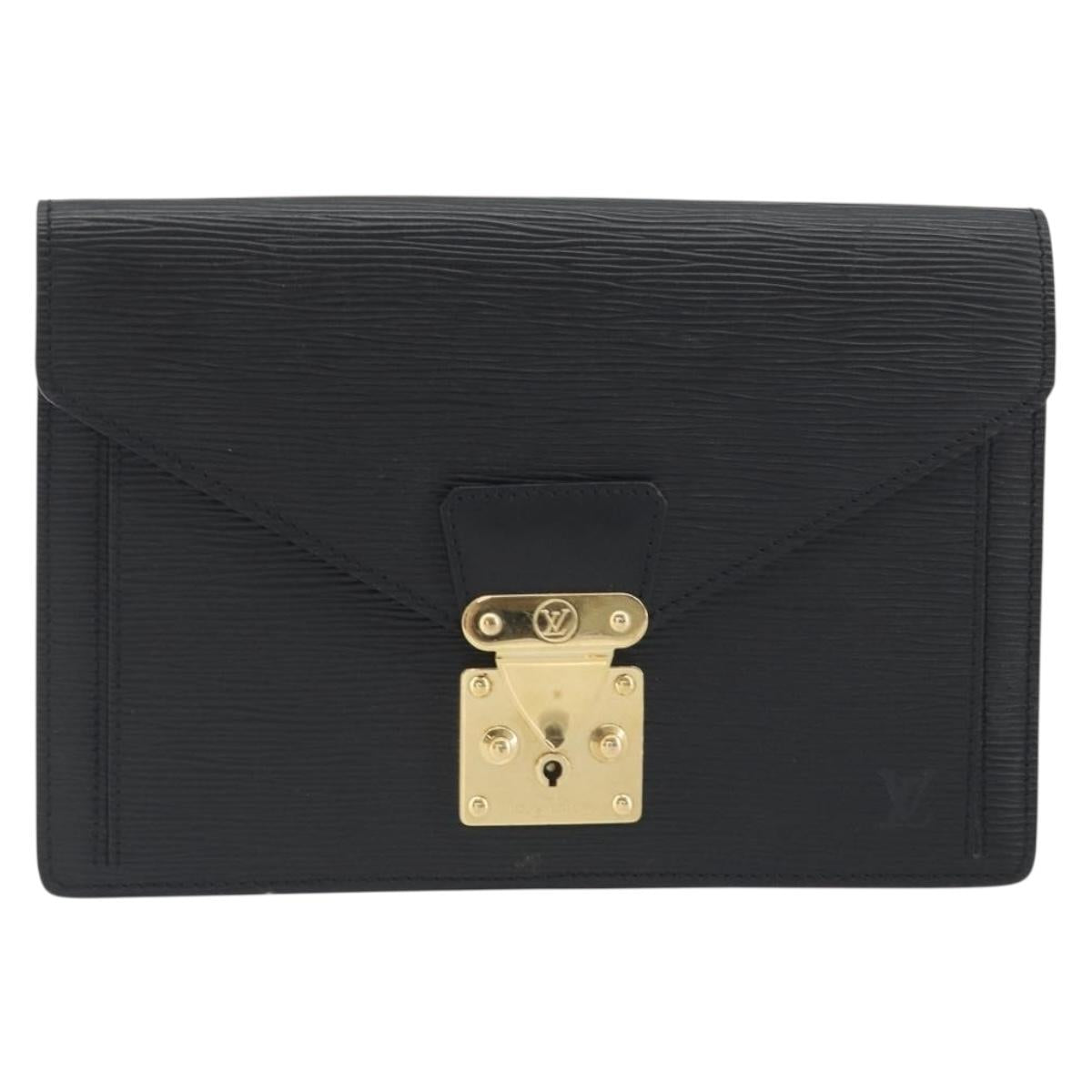 LOUIS VUITTON Epi Sellier Dragonne Clutch Bag Black M52612 LV Auth BA14957