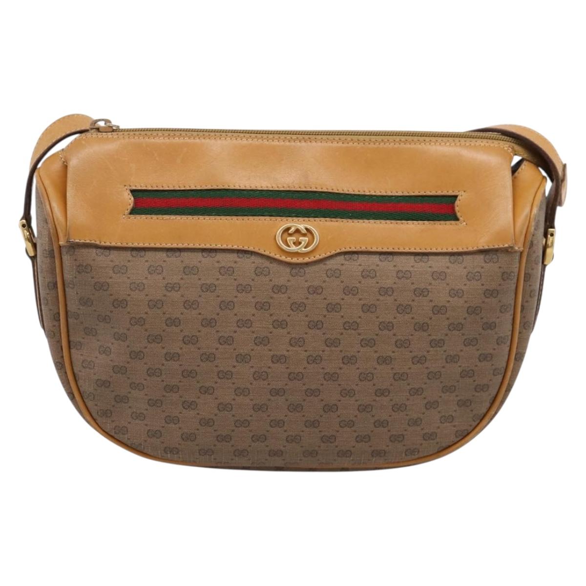 GUCCI Micro GG Web Sherry Line Shoulder Bag PVC Beige 001 104 0918 Auth BA14963