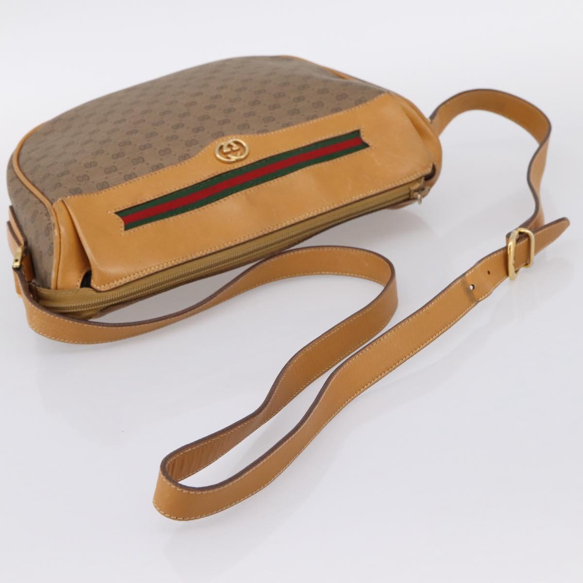 GUCCI Micro GG Web Sherry Line Shoulder Bag PVC Beige 001 104 0918 Auth BA14963