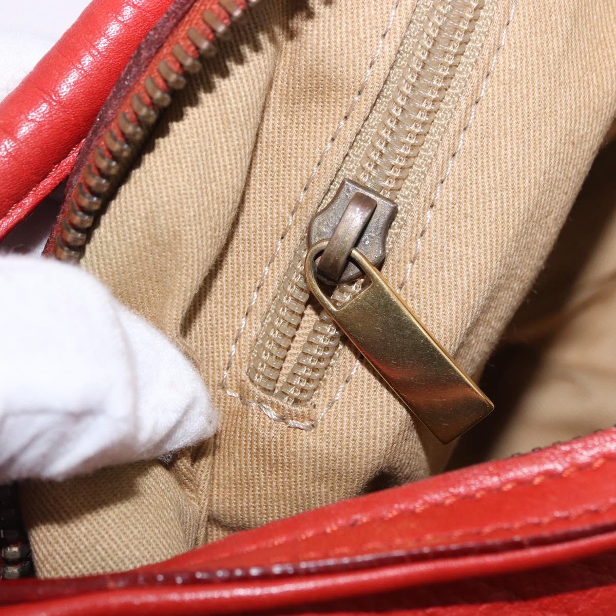 Chloe Gancini Shoulder Bag Leather Red Gold Tone Auth BA14967A