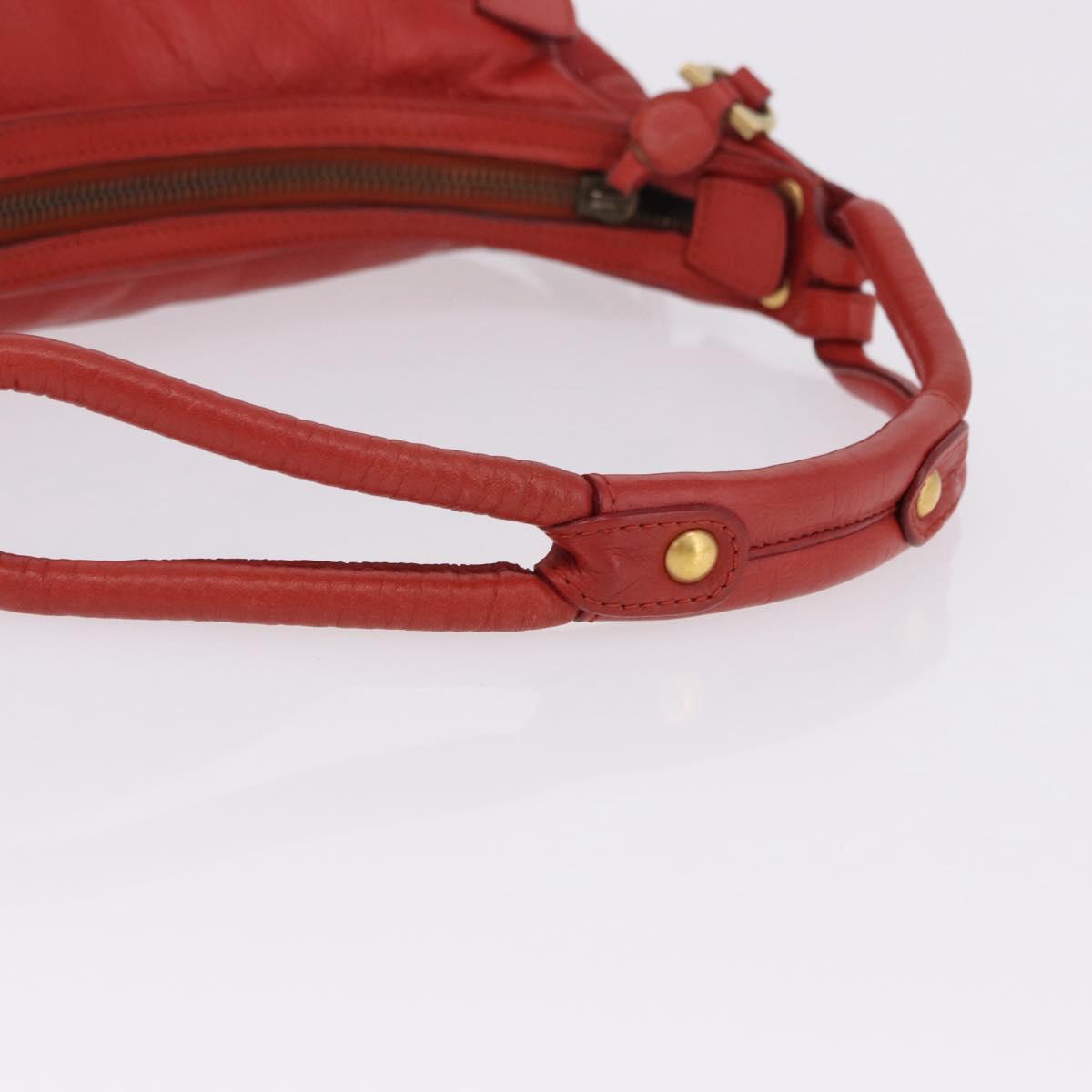 Chloe Gancini Shoulder Bag Leather Red Gold Tone Auth BA14967A