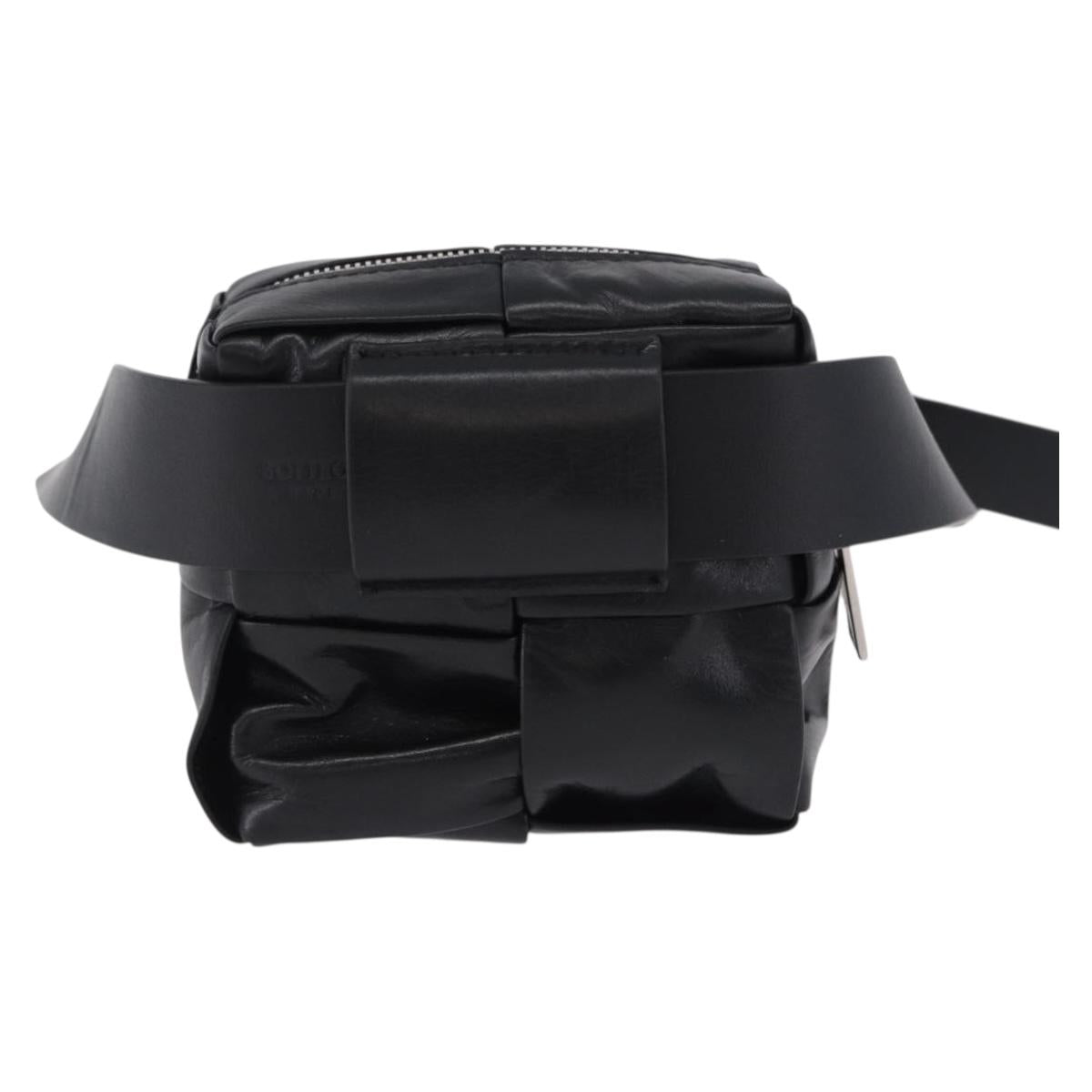 BOTTEGA VENETA MAXI INTRECCIATO Cassette Belt Bag Black Auth BA14968V
