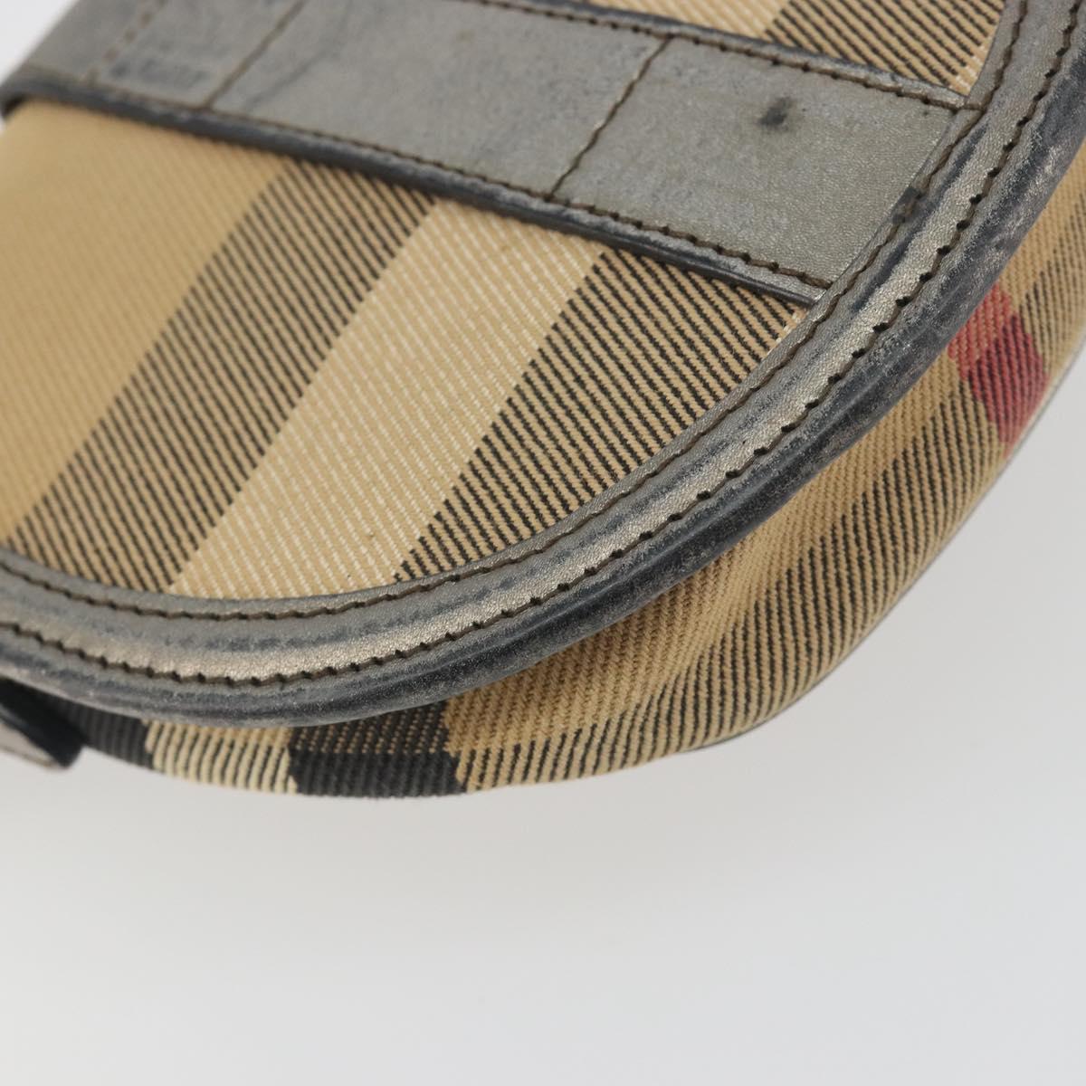 BURBERRY Nova Check Shoulder Bag Canvas Beige Silver Auth BA14969