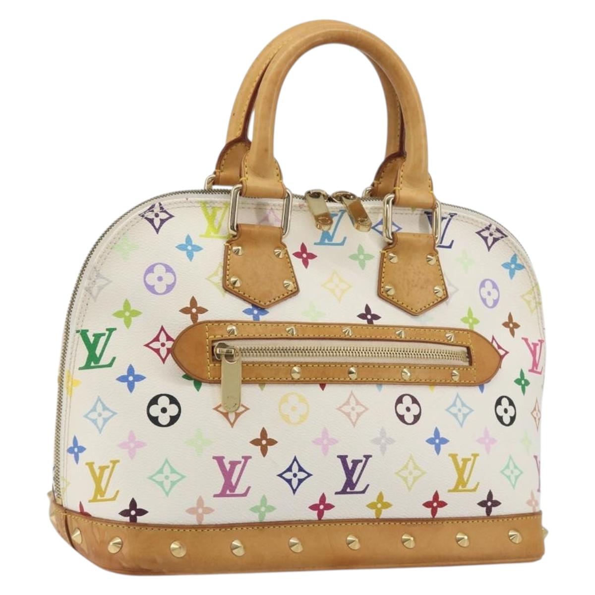 LOUIS VUITTON Monogram Multicolor Alma Hand Bag White M92647 LV Auth BA14970V