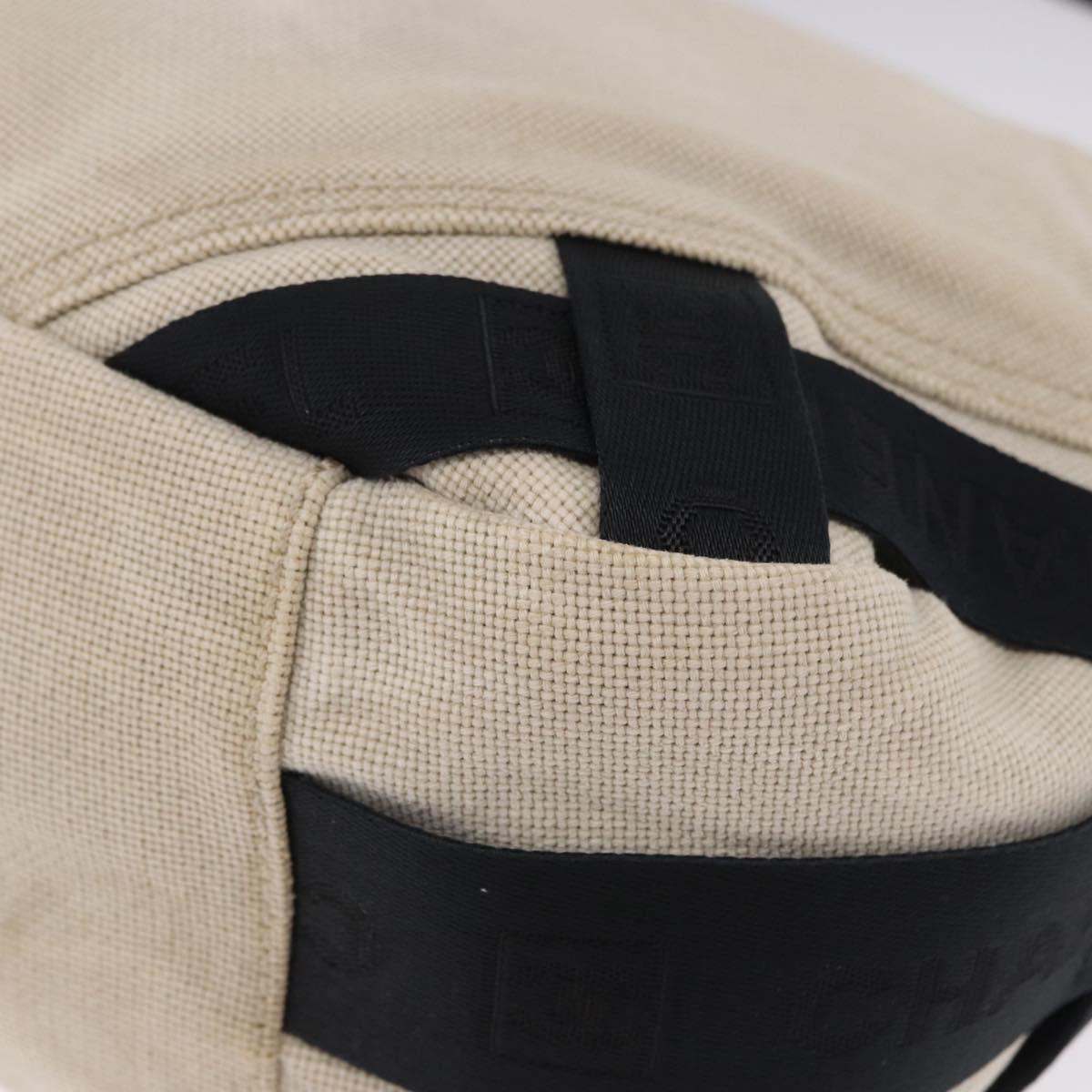 CHANEL Sports Shoulder Bag Canvas Ivory Black CC Auth BA14971
