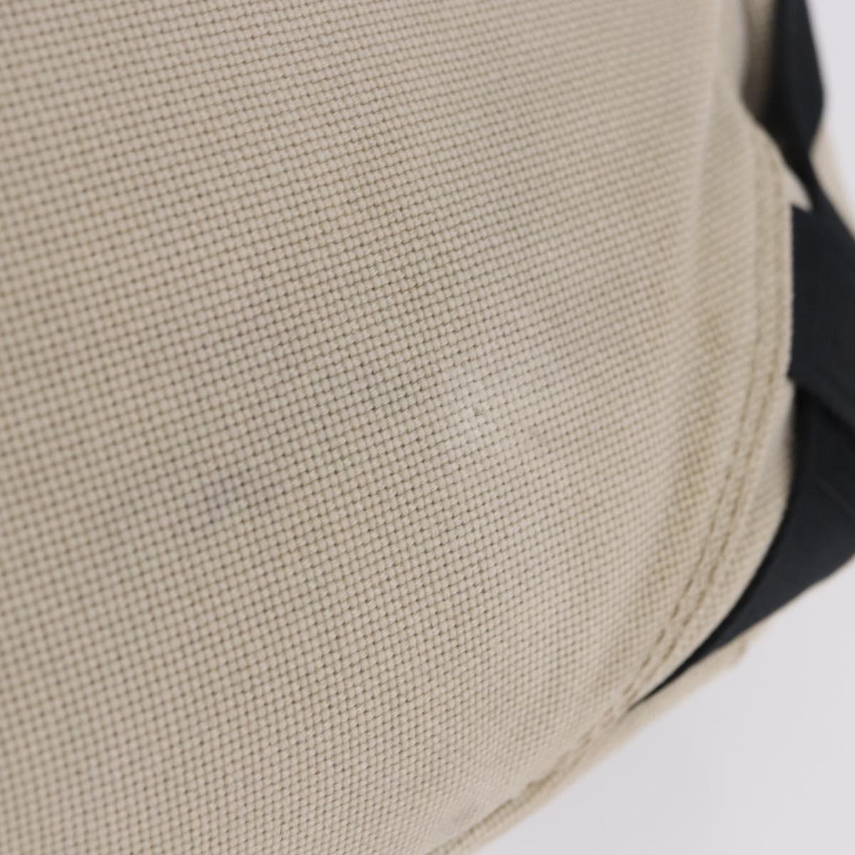 CHANEL Sports Shoulder Bag Canvas Ivory Black CC Auth BA14971