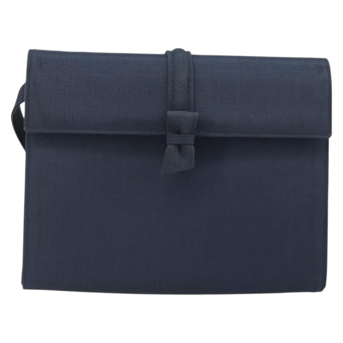 GUCCI Shoulder Bag Nylon Navy Gold Tone 004 110 0277 Auth BA14973
