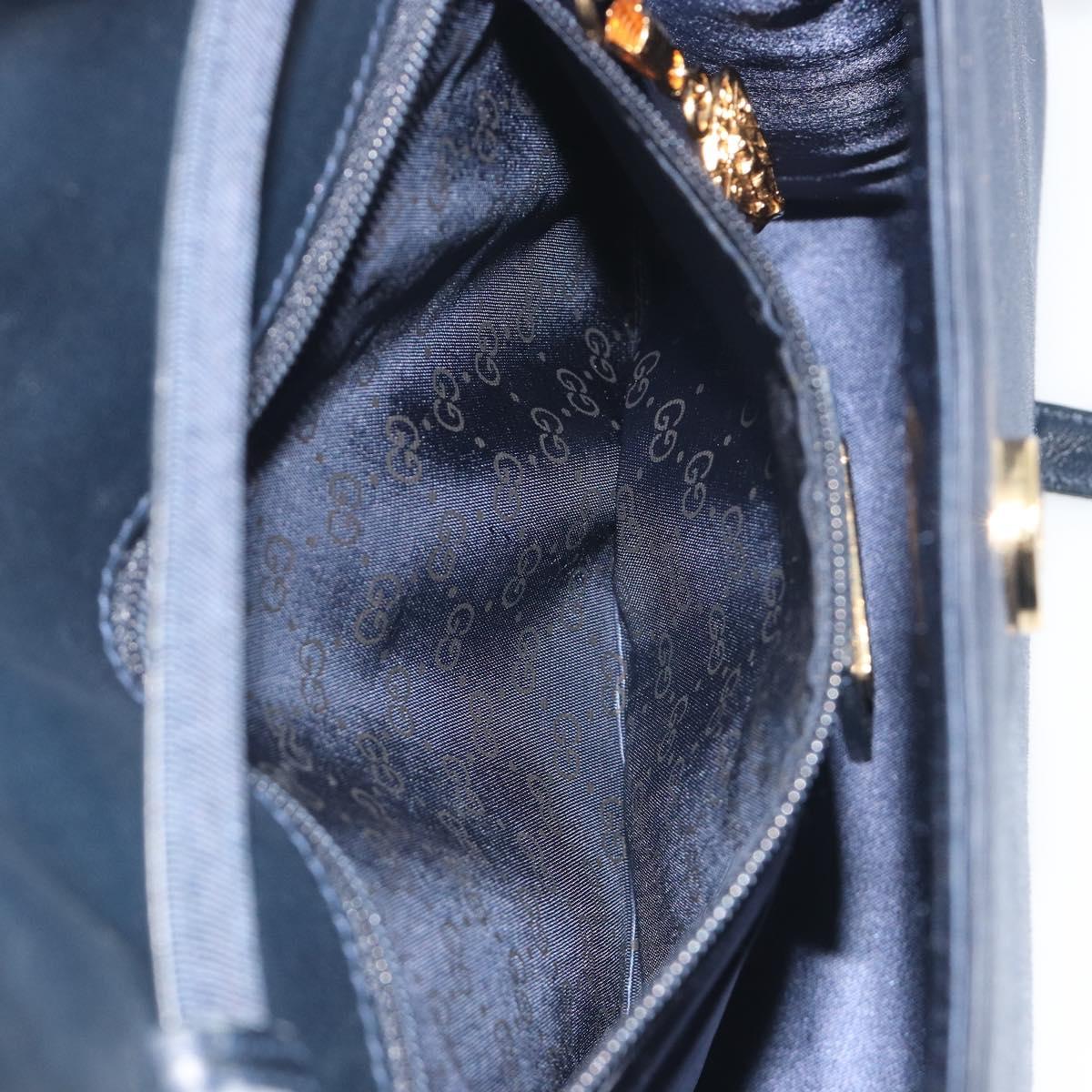 GUCCI Shoulder Bag Nylon Navy Gold Tone 004 110 0277 Auth BA14973