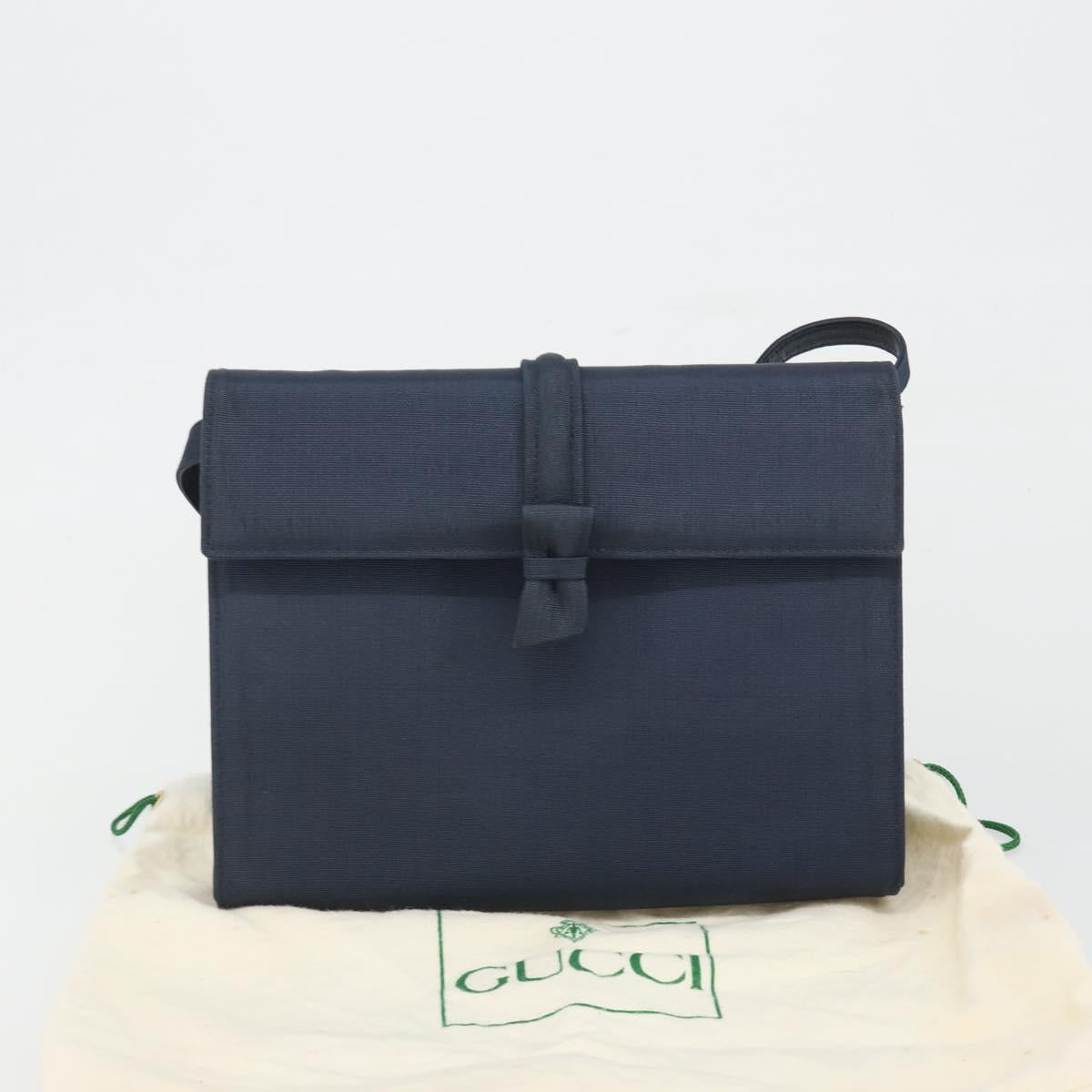 GUCCI Shoulder Bag Nylon Navy Gold Tone 004 110 0277 Auth BA14973