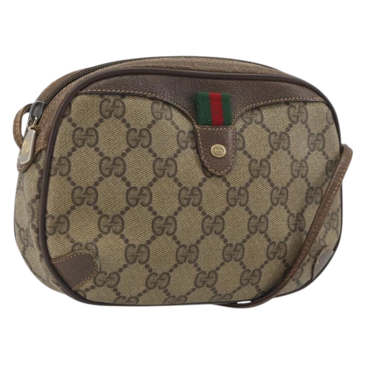 GUCCI GG Supreme Web Sherry Line Shoulder Bag PVC Beige 89 02 066 Auth BA14974