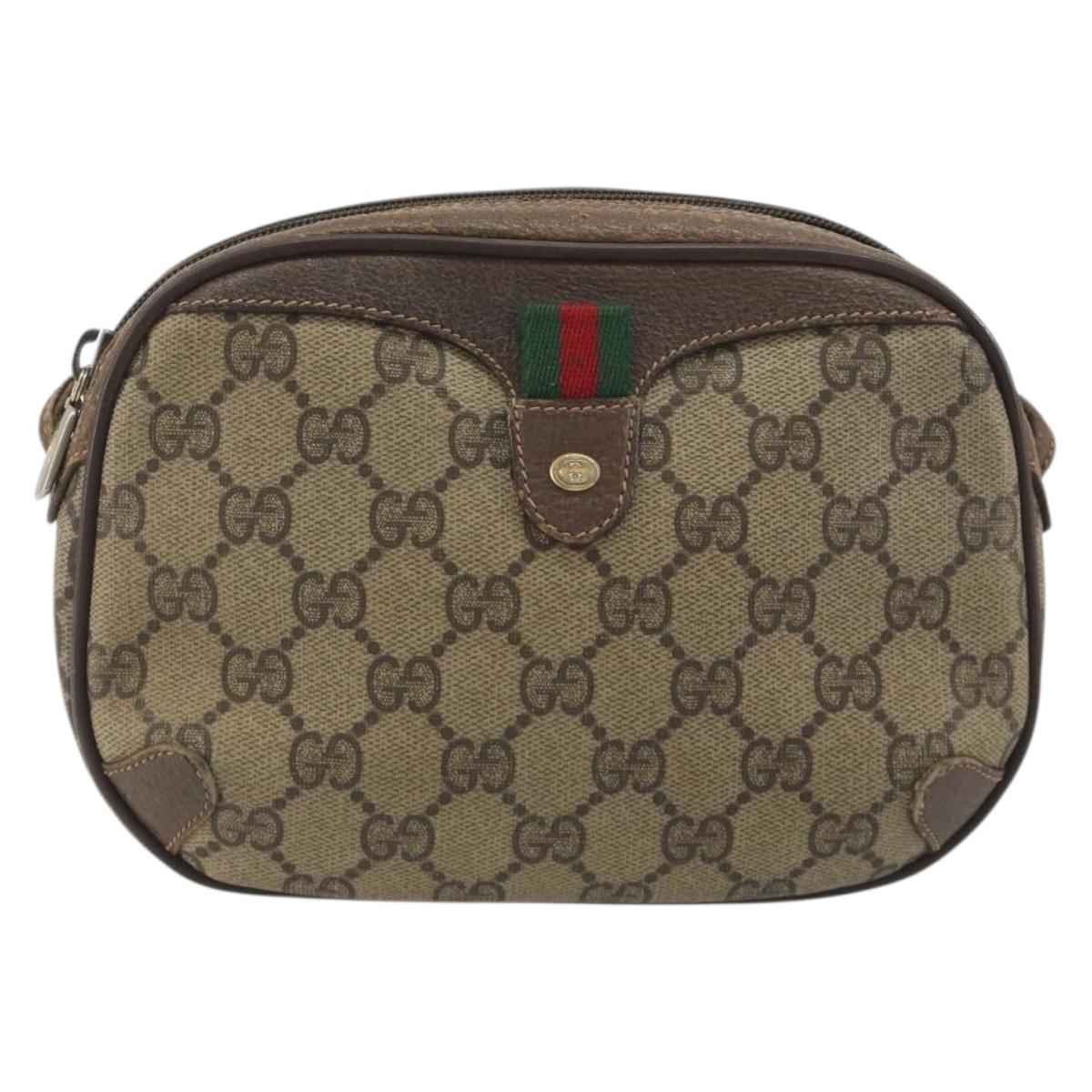GUCCI GG Supreme Web Sherry Line Shoulder Bag PVC Beige 89 02 066 Auth BA14974
