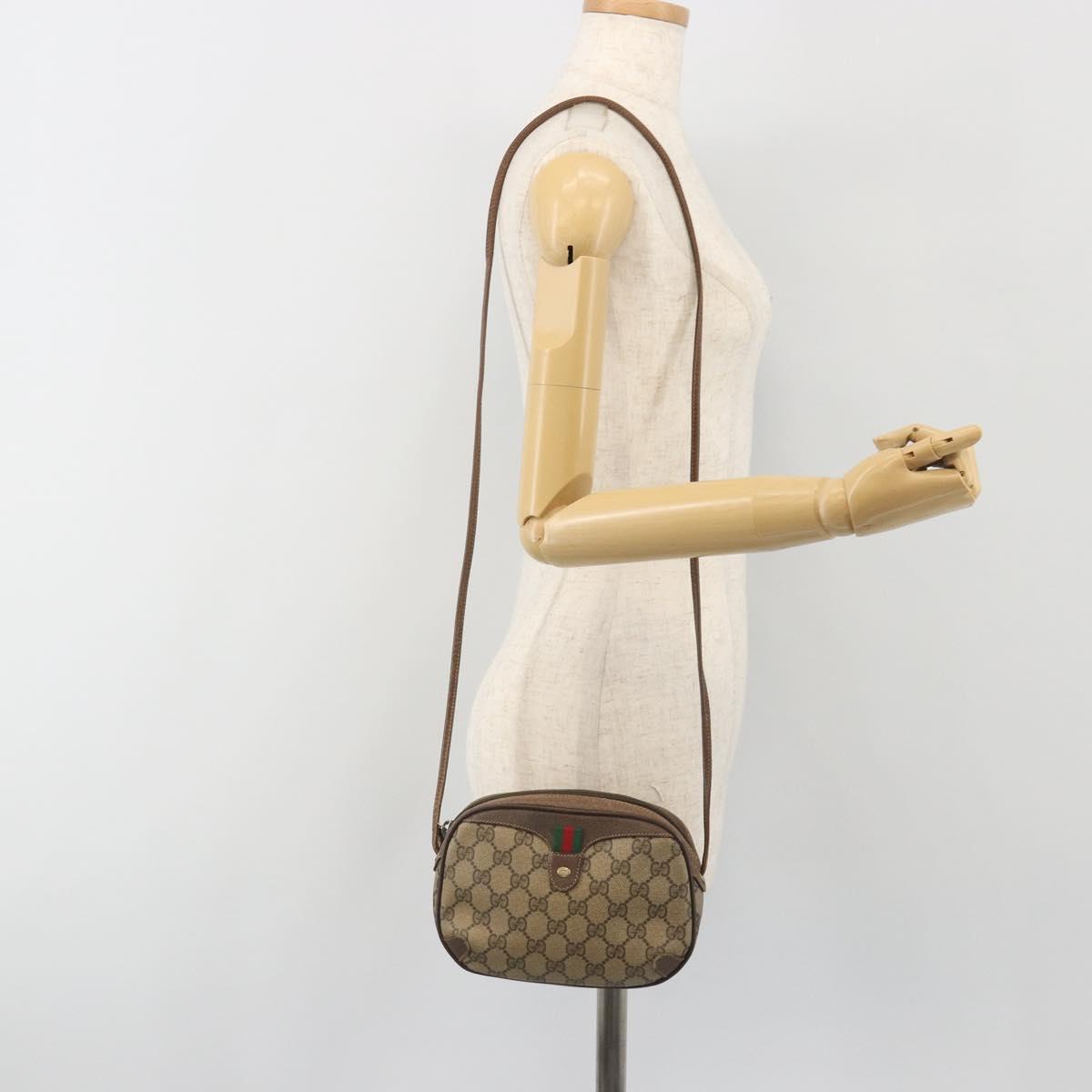 GUCCI GG Supreme Web Sherry Line Shoulder Bag PVC Beige 89 02 066 Auth BA14974